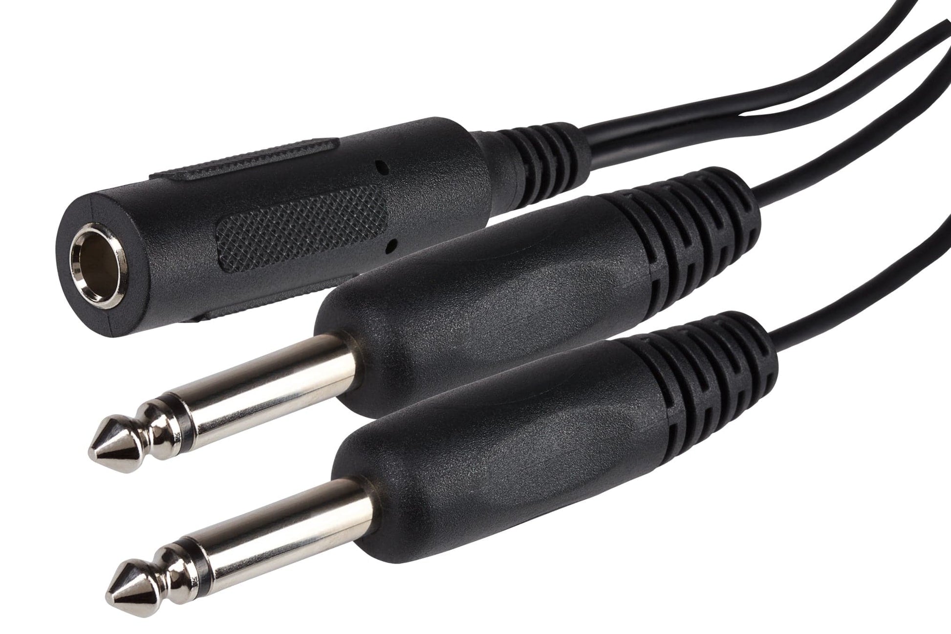 ProSound Twin 1/4" Mono Jack Male to 1/4" Mono Jack Socket Female Cable - Black, 0.2m - maplin.co.uk