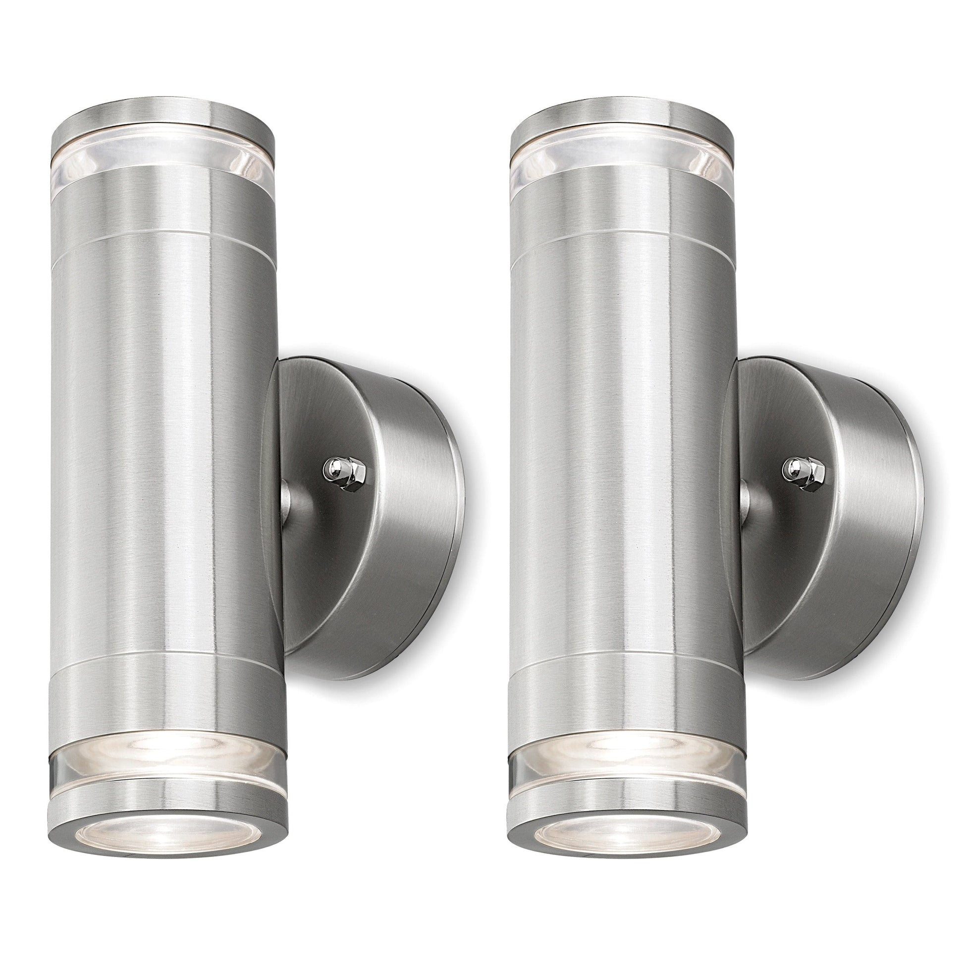 4lite Marinus GU10 Bi-Directional Outdoor Wall Light without PIR - Stainless Steel Pack of 2