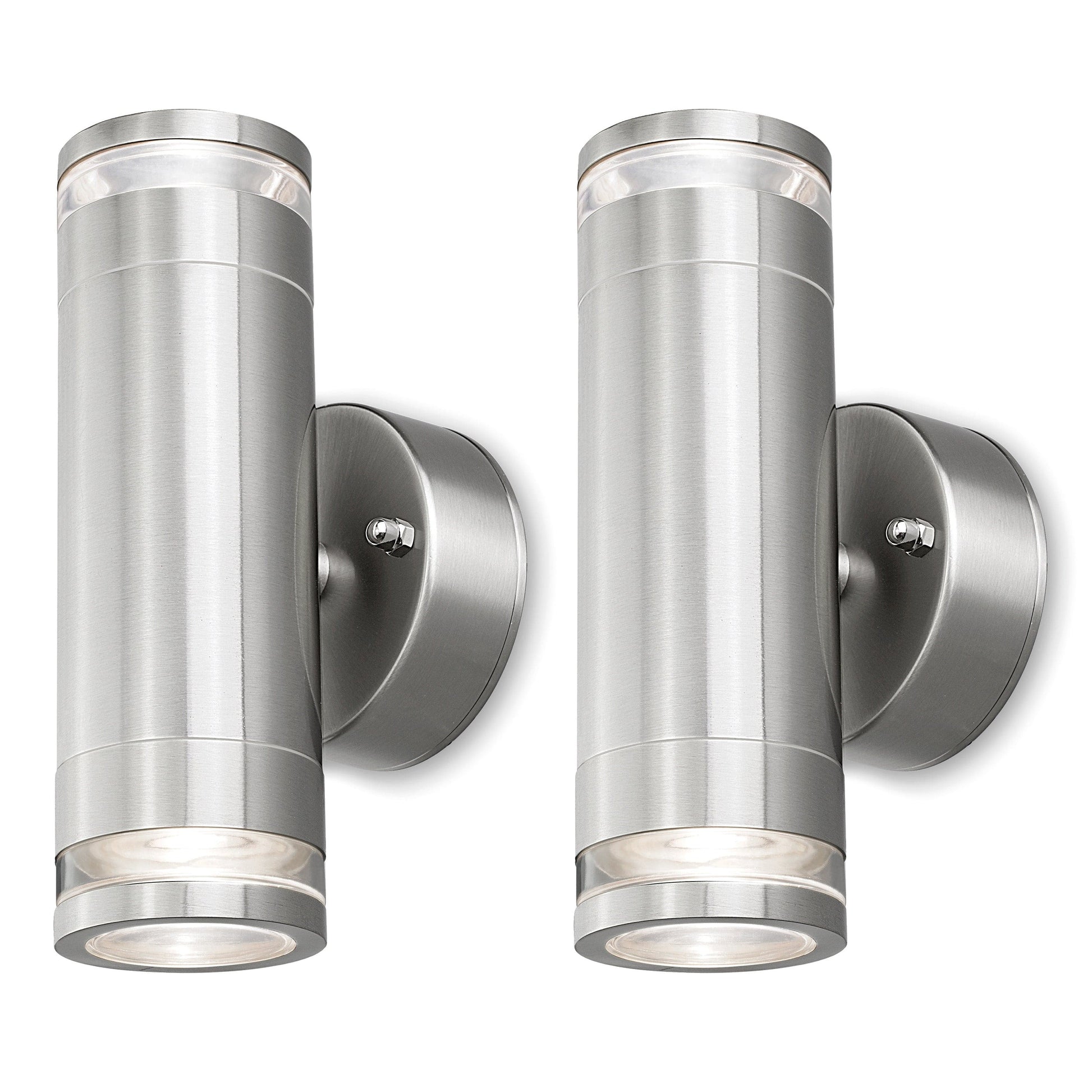 4lite Marinus GU10 Bi-Directional Outdoor Wall Light without PIR - Stainless Steel - maplin.co.uk