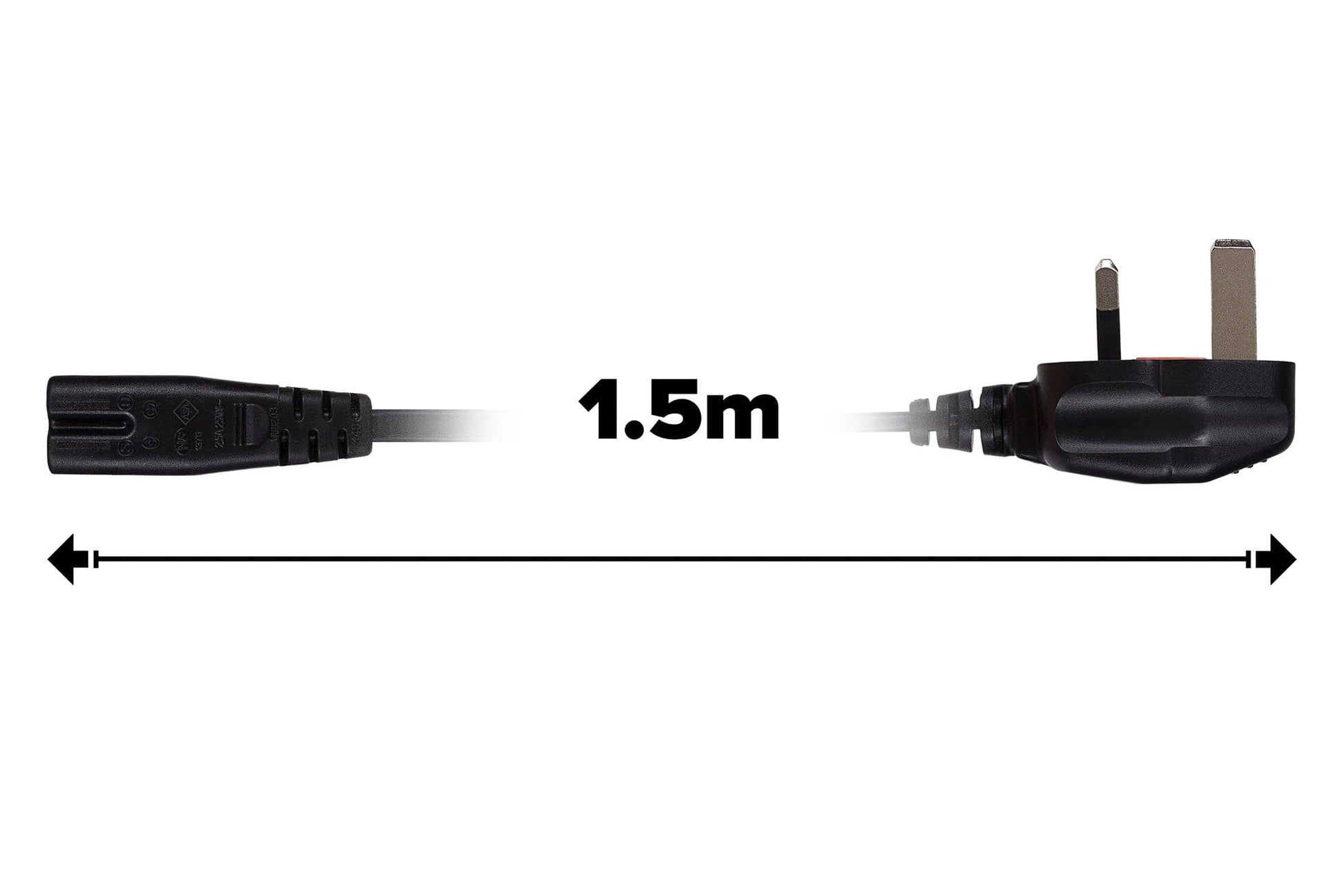 Maplin Power Lead IEC C7 Fig 8 2 Pin Plug to UK 3 Pin Mains Plug - 1.5m, 3 Amp Fuse - maplin.co.uk