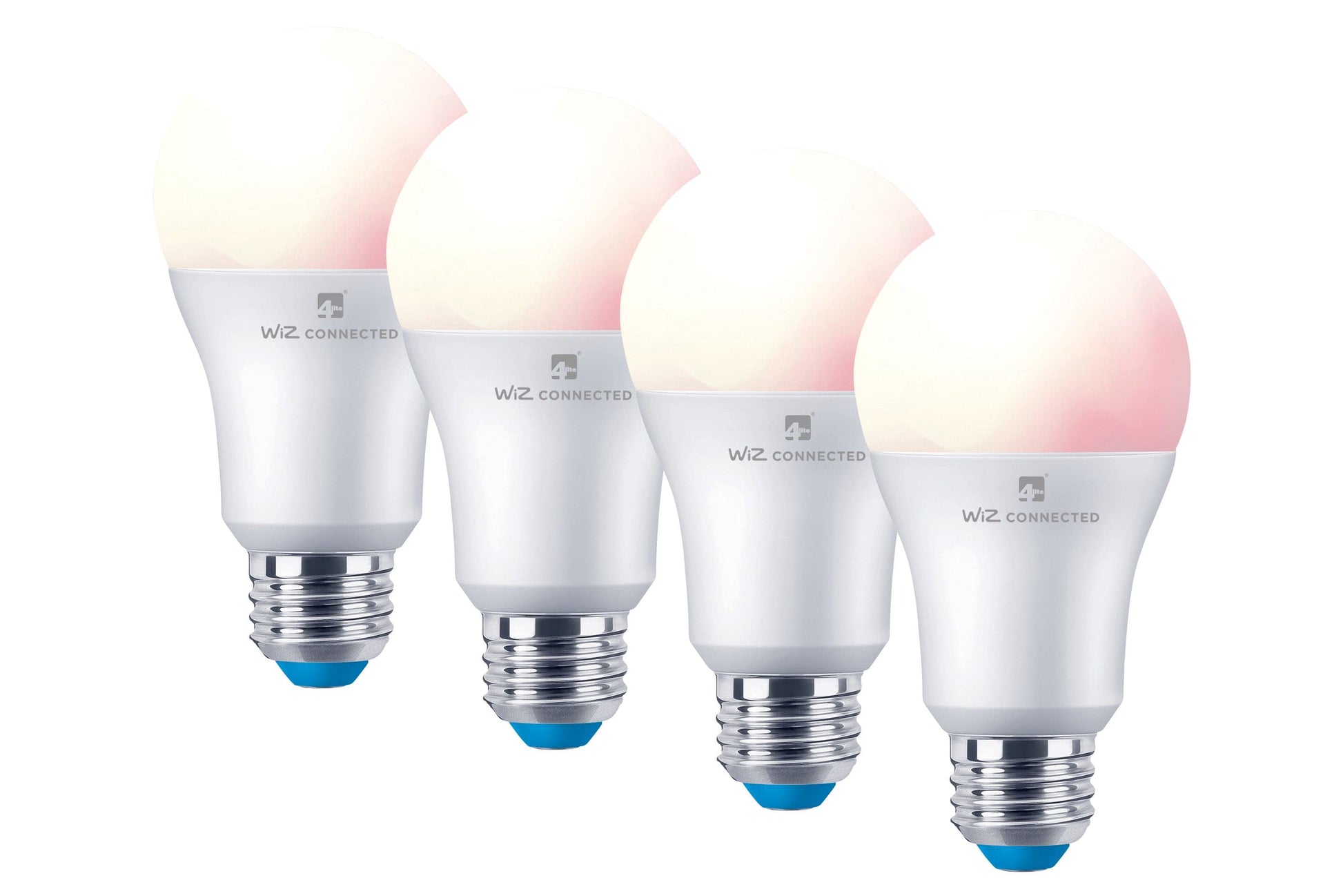 4lite WiZ Connected A60 Dimmable Multicolour WiFi LED Smart Bulb - E27 Large Screw Pack of 4