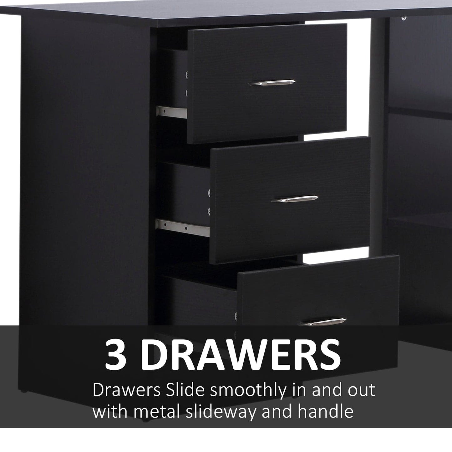 ProperAV Extra Computer Desk with Shelves & Drawers