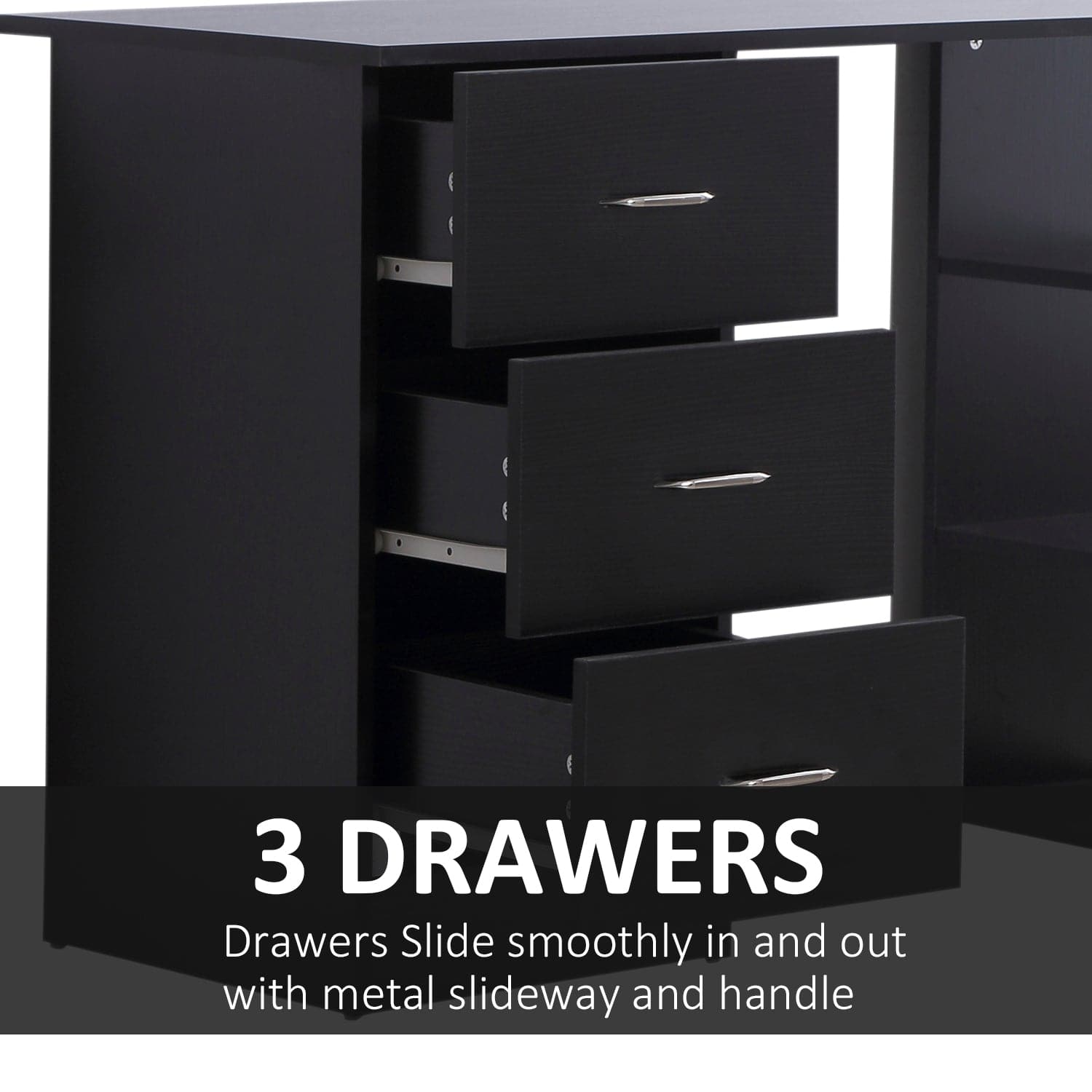 ProperAV Extra Computer Desk with Shelves & Drawers