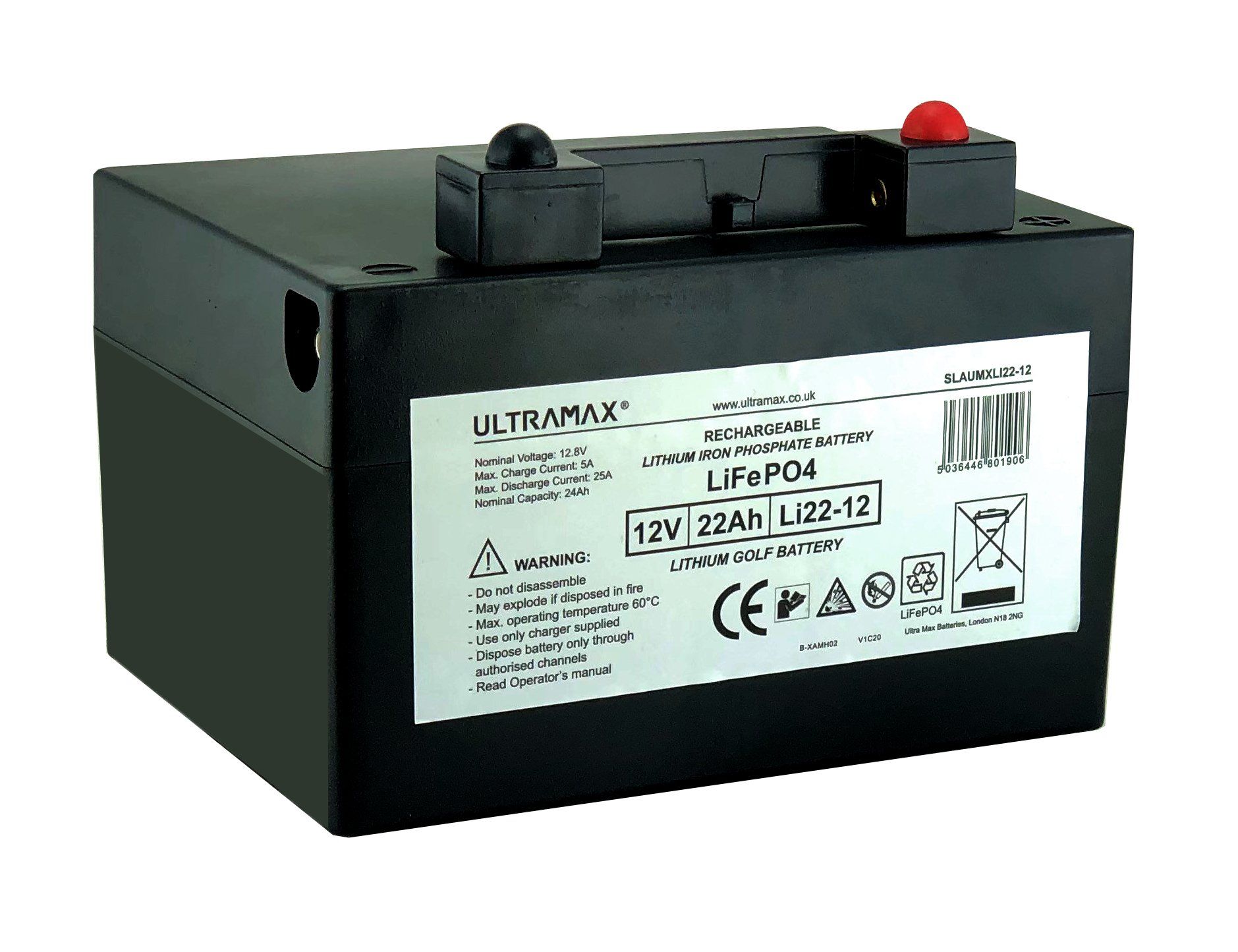 Maplin Ultra 36 Hole 22Ah 12V Golf Trolley Lithium LiFePO4 Battery with Charger & Cable - maplin.co.uk