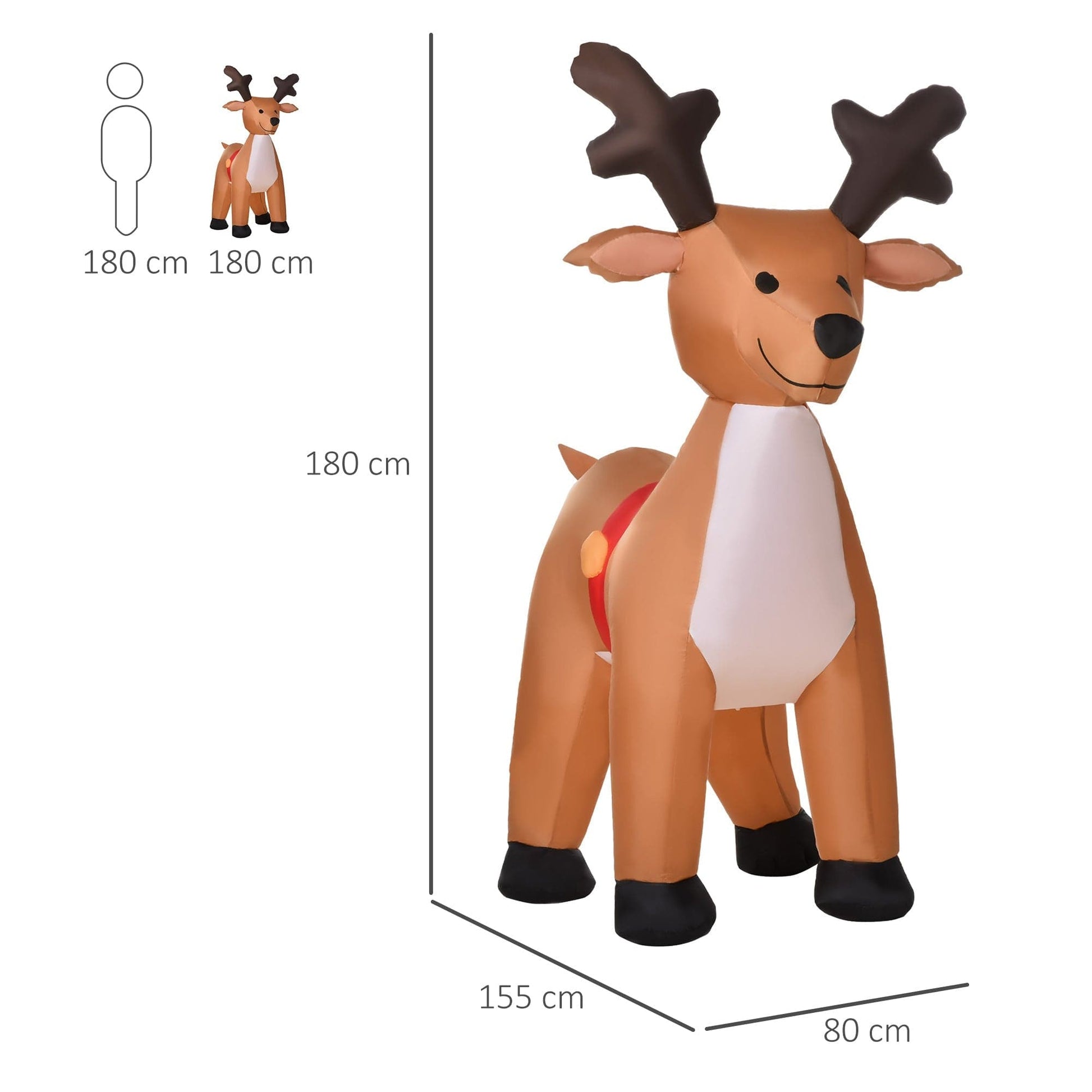 HOMCOM Inflatable LED Christmas Reindeer Outdoor Decoration - maplin.co.uk