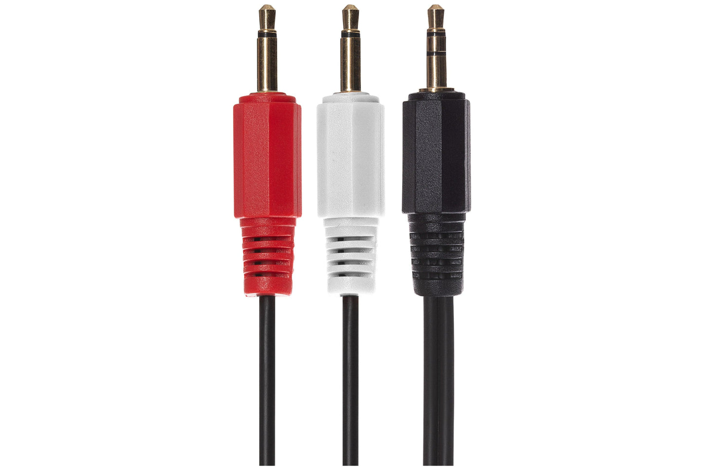 Maplin 3.5mm Aux Stereo 3-Pole Jack Plug to Twin Mono 3.5mm 2-Pole Jack Plug Cable - Black, 2m - maplin.co.uk