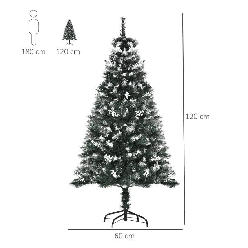 HOMCOM 5ft Snow-Dipped Artificial Christmas Tree with Star Topper - maplin.co.uk