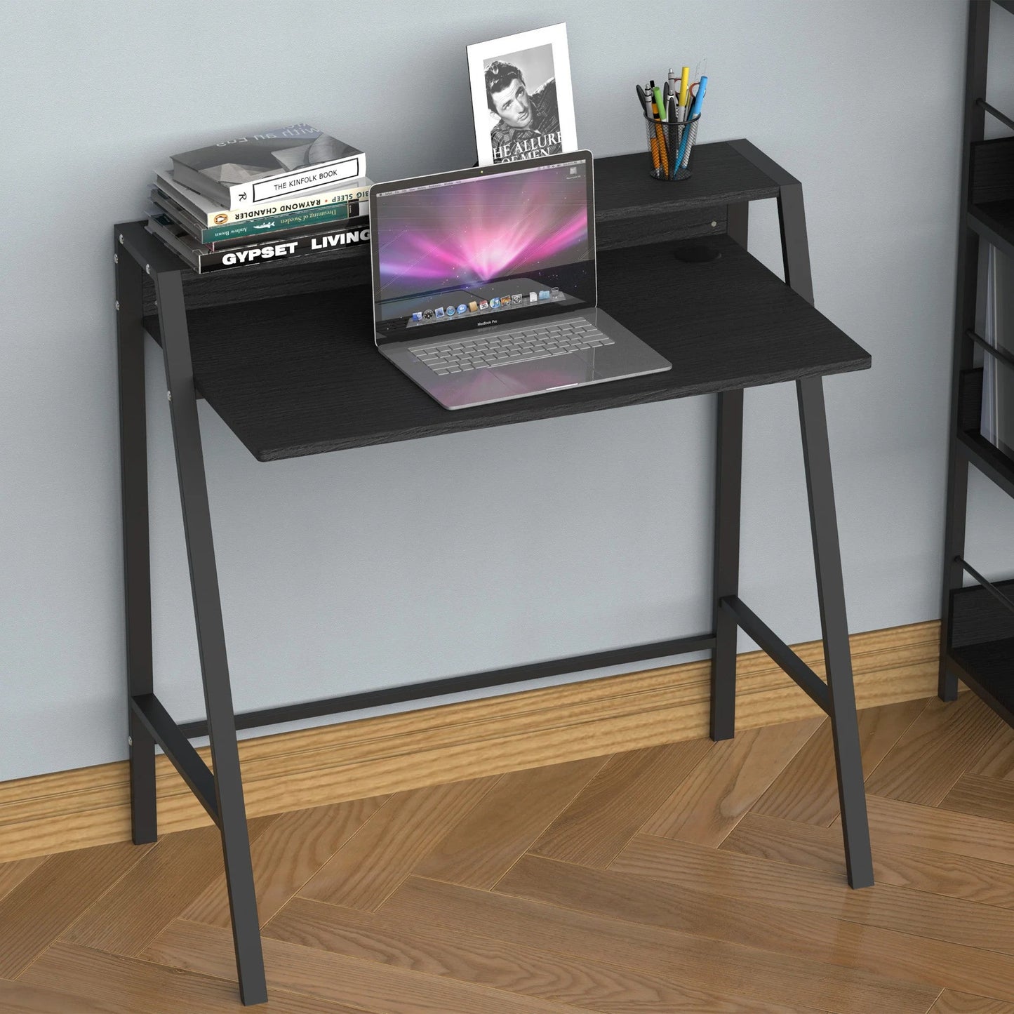 ProperAV Extra Computer Desk with Elevated Storage Shelf - maplin.co.uk