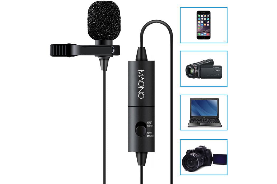 Maono Electret Condenser Omnidirectional Lavalier Microphone with 6m Cable - maplin.co.uk