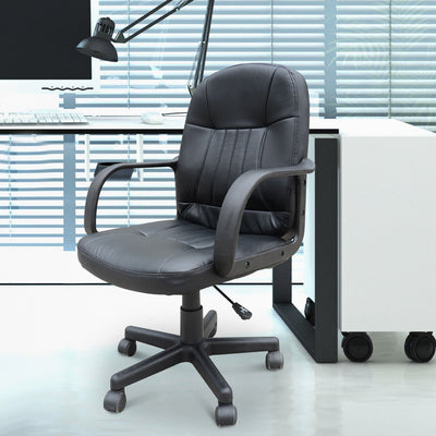 ProperAV PU Leather Swivel Home Office Chair with Armrest - maplin.co.uk