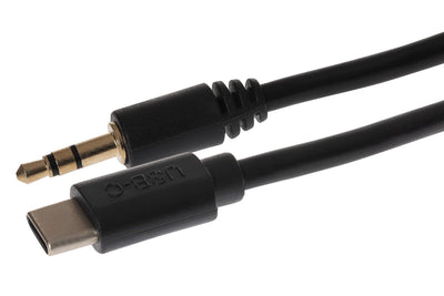 Maplin USB-C to 3.5mm Aux Stereo 3-Pole Jack Plug Cable - Black, 2m