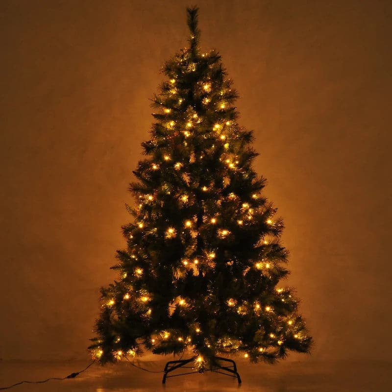 HOMCOM 1.8m Pre-Lit Artificial Christmas Tree with Metal Stand - maplin.co.uk