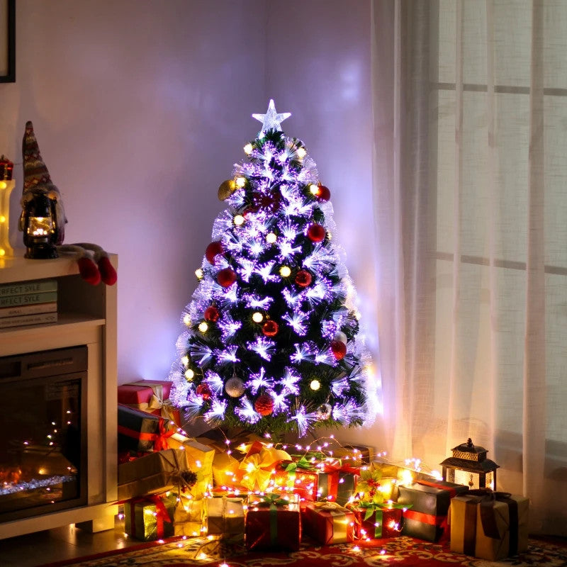 HOMCOM 4ft Pre-Lit LED Artificial Christmas Tree with Star Topper - maplin.co.uk