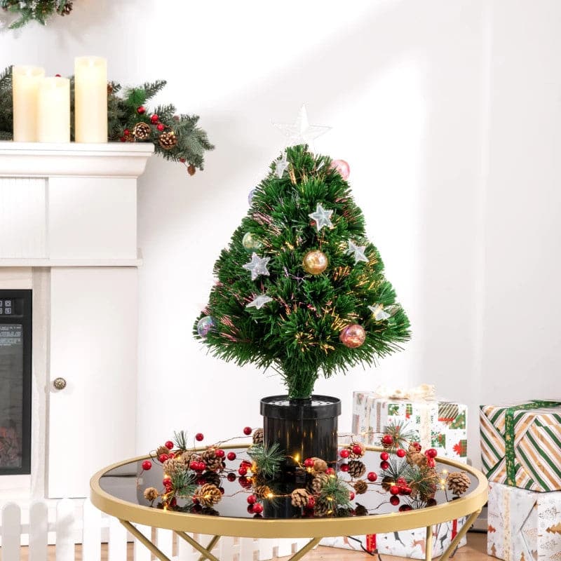 HOMCOM 2ft Pre-Lit Fibre Optic LED Tabletop Artificial Christmas Tree - maplin.co.uk