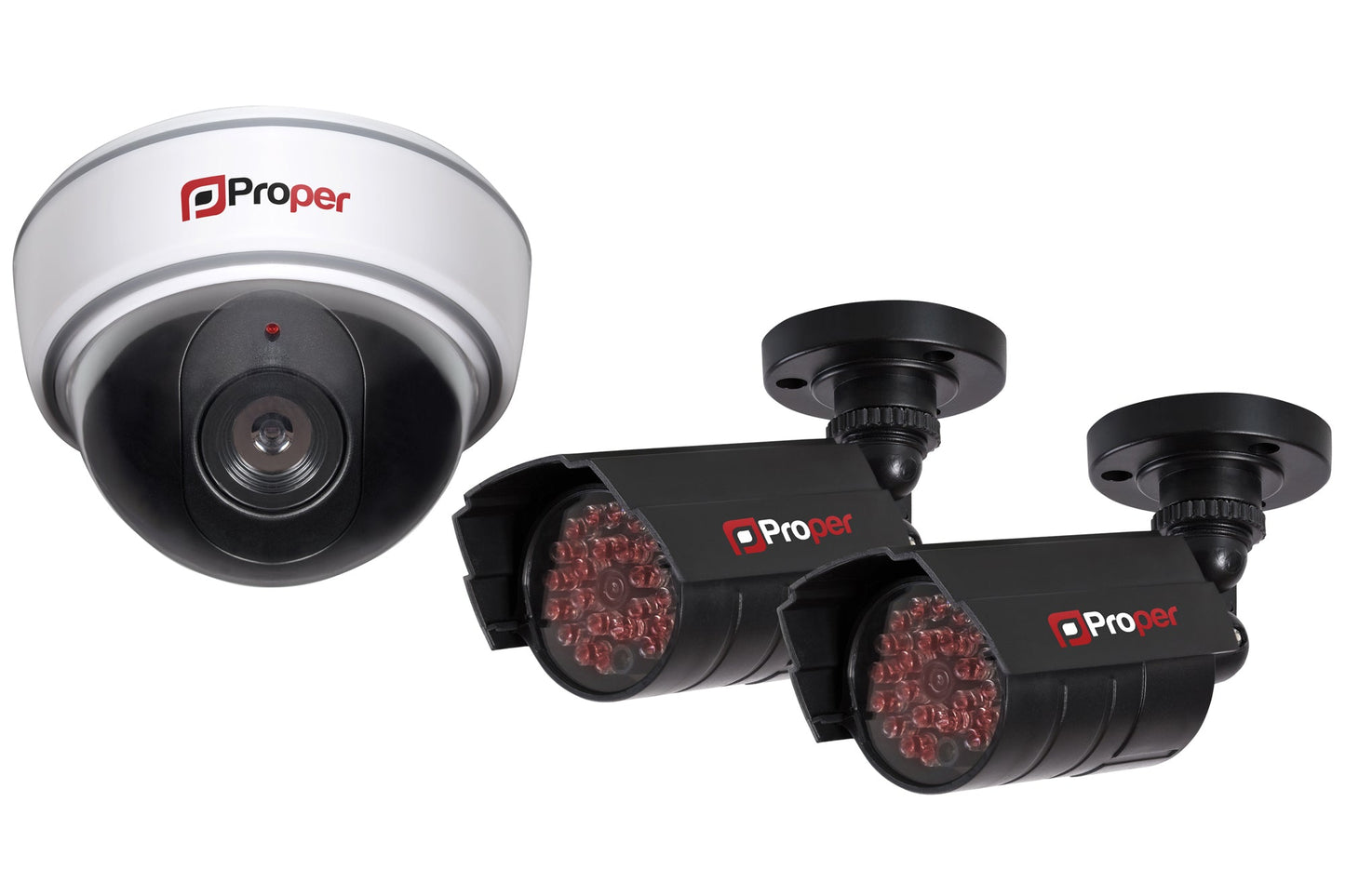 ProperAV Imitation Dummy Security Camera Kit including 1 x Dome and 2 x Camera's - maplin.co.uk
