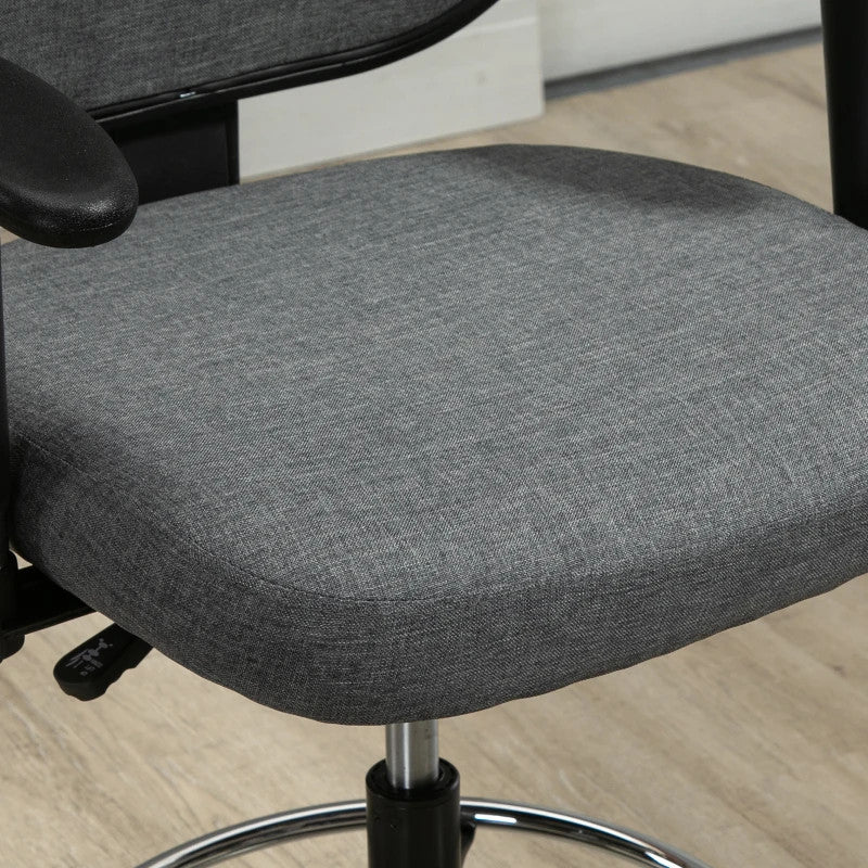 ProperAV Ergonomic Mesh Adjustable Office Chair with Foot Ring, Armrests & 360° Swivel Wheels - Grey - maplin.co.uk