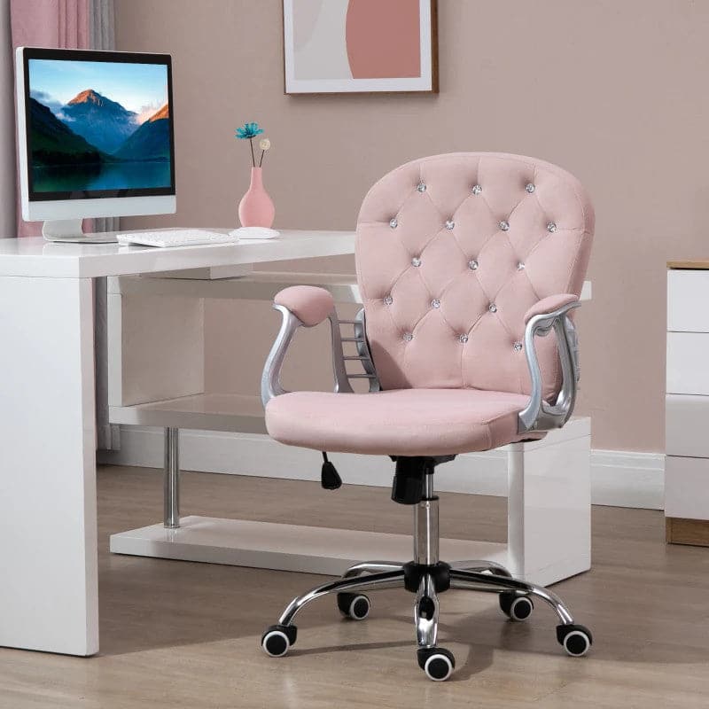 ProperAV Extra Ergonomic 360° Swivel Diamond Tufted Padded Base Office Chair with 5 Castor Wheels - maplin.co.uk