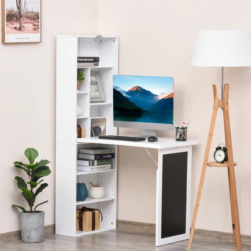 ProperAV Extra Fold-Out Convertible Home Office Desk with Wall Mount Cabinet & Blackboard - maplin.co.uk