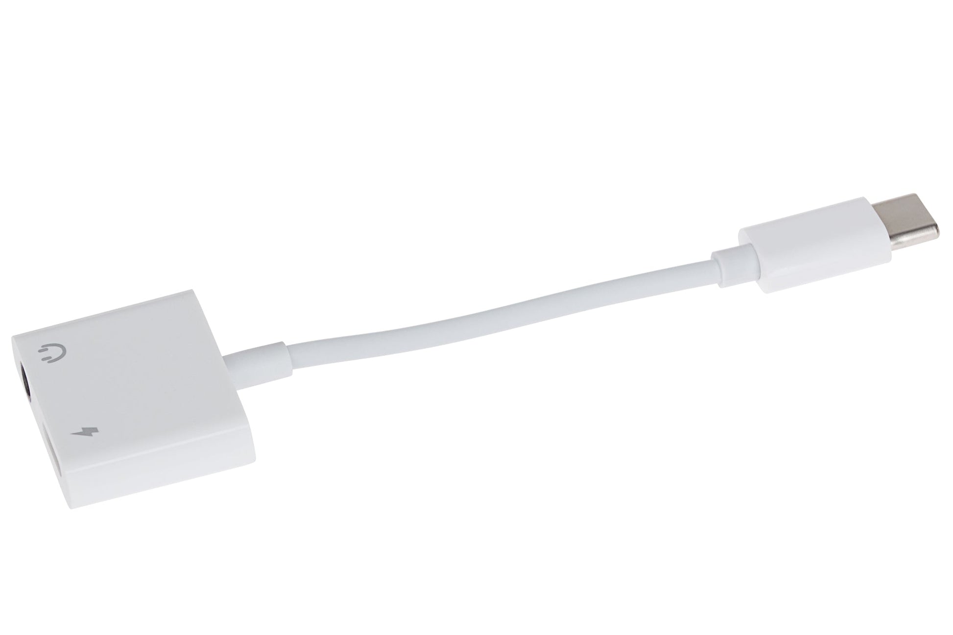 Nikkai USB-C to 3.5mm Headphone Jack / USB-C PD Charging Port Adapter - White, 10cm - maplin.co.uk