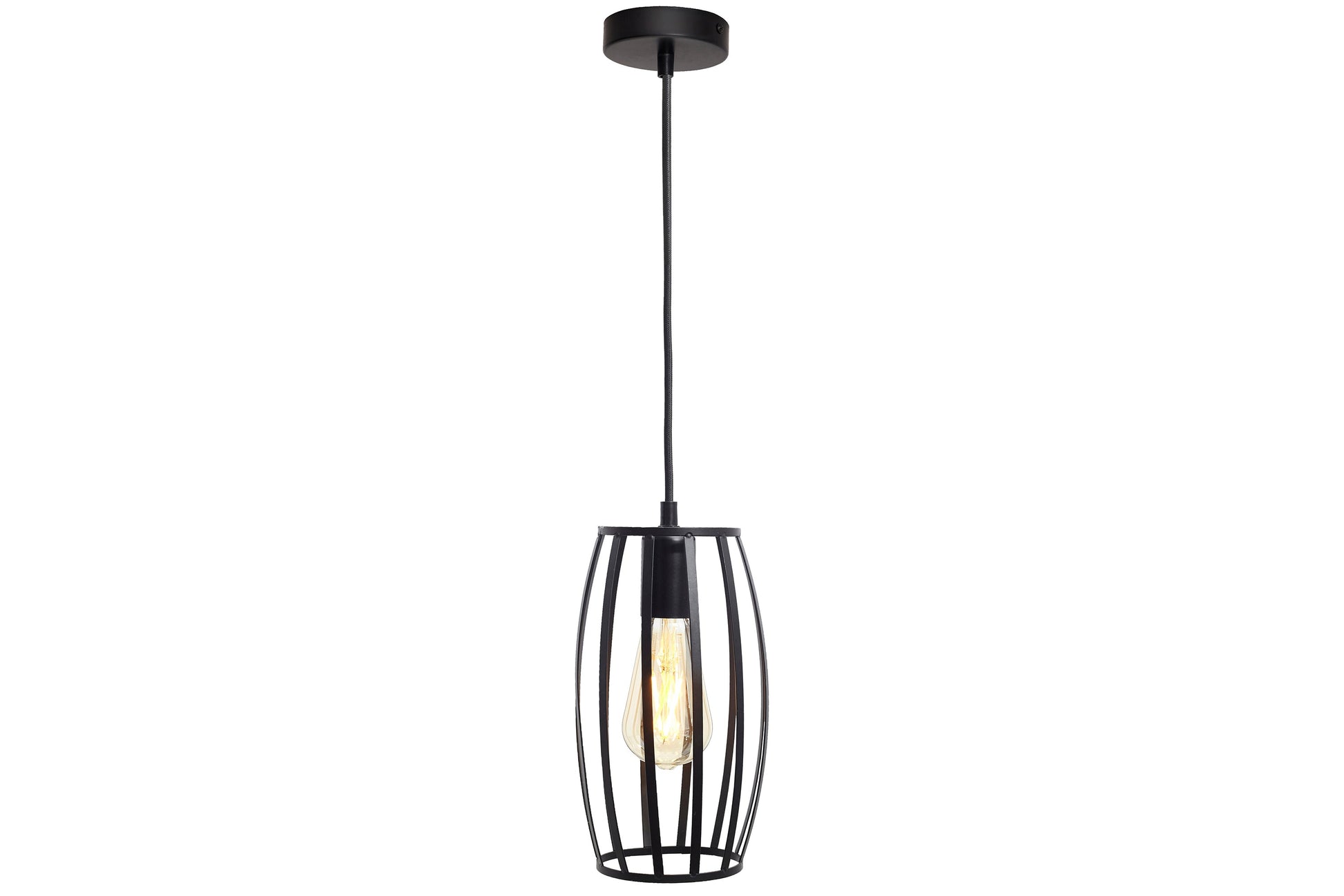 4lite WiZ Connected Decorative Pear Cage Lighting Pendant with ST64 Amber Coated Filament LED Smart Bulb - Black - maplin.co.uk