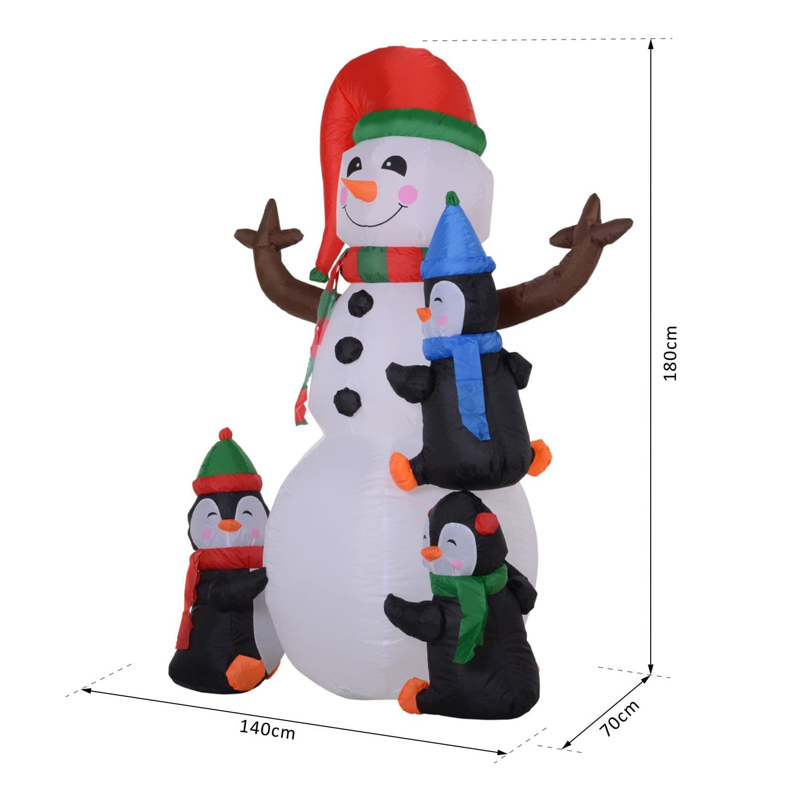 HOMCOM Outdoor Inflatable LED Snowman and Penguins Christmas Decorations - maplin.co.uk