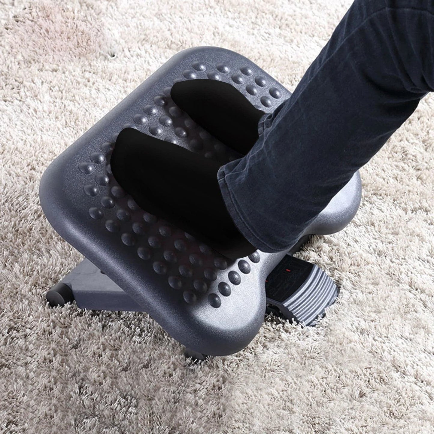 ProperAV Extra Home Under Desk Height & Angle Adjustable Footrest - Grey Black - maplin.co.uk