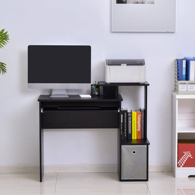 ProperAV Computer Desk with Sliding Keyboard Tray & Side Compartment - maplin.co.uk