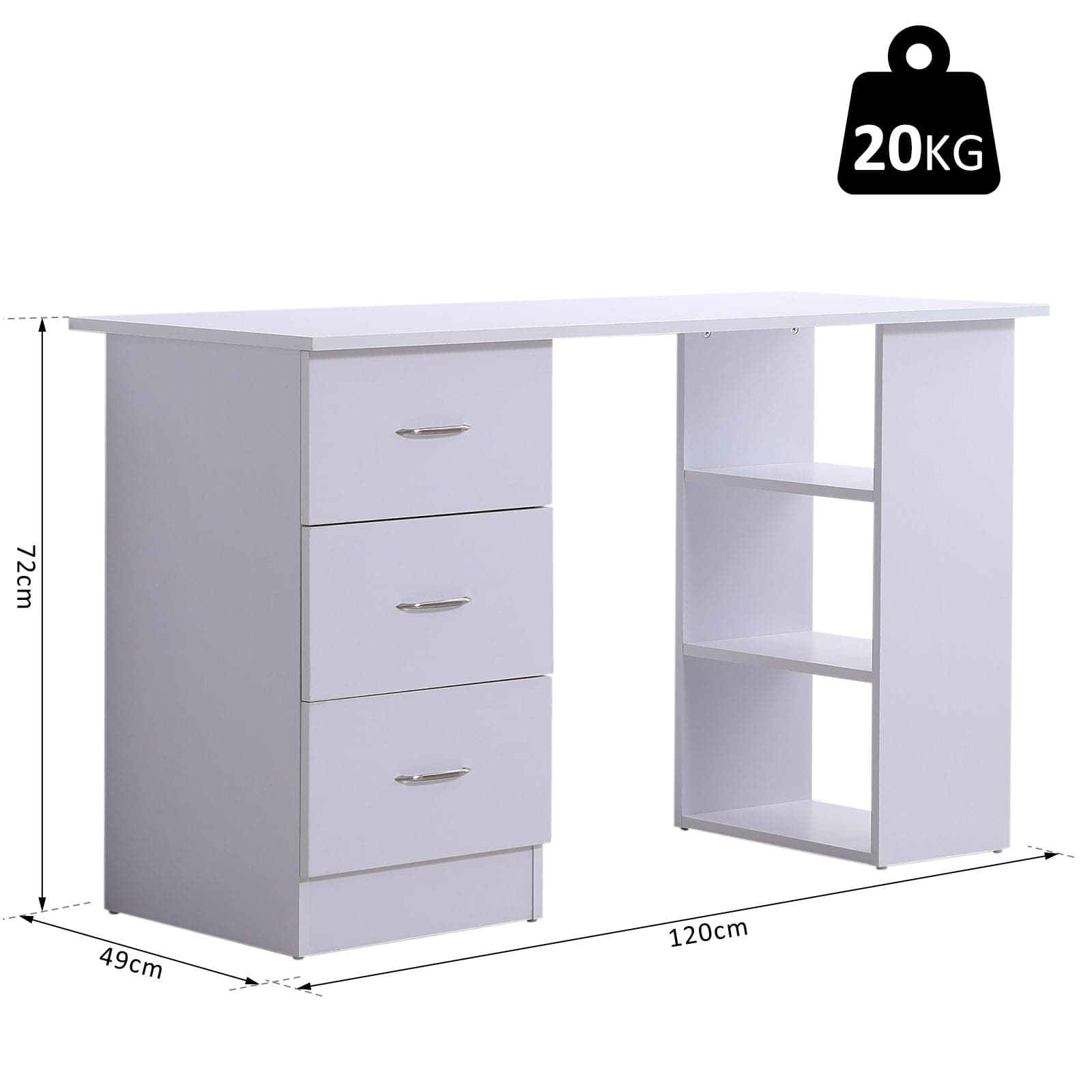 ProperAV Extra Computer Desk with Shelves & Drawers