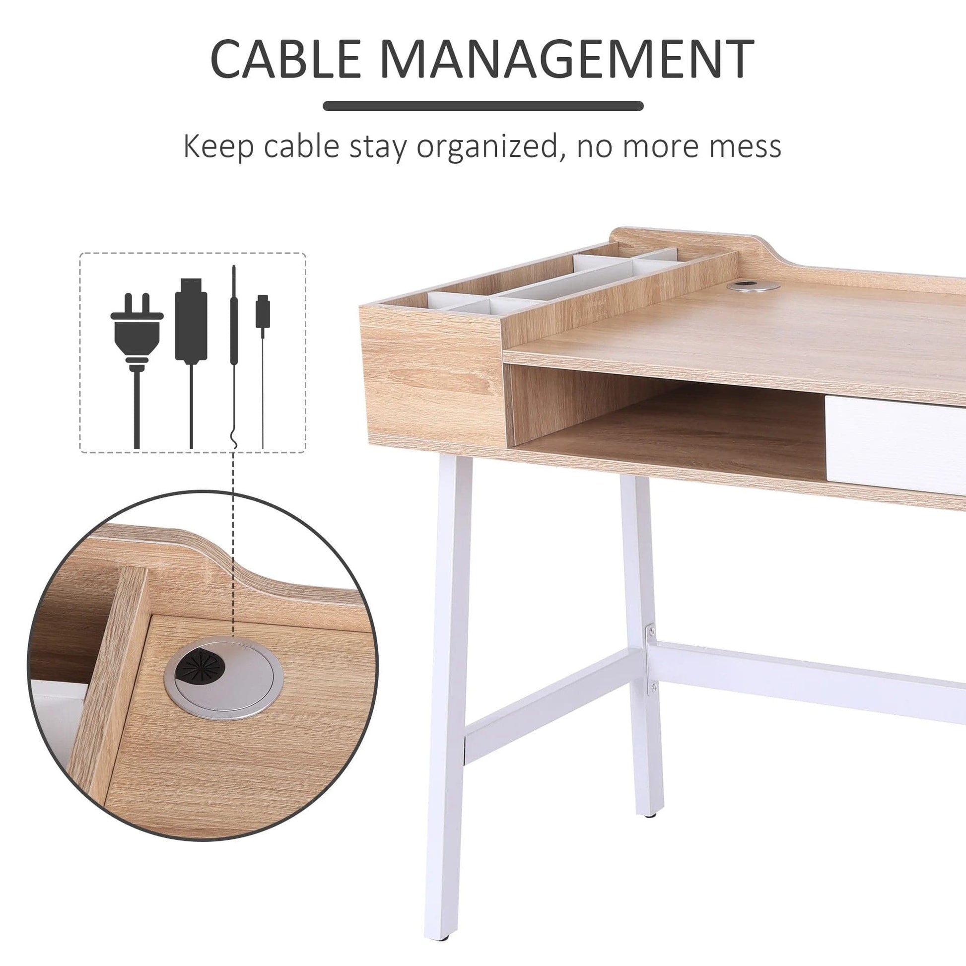 ProperAV Extra MDF Computer Desk - Oak/White - maplin.co.uk