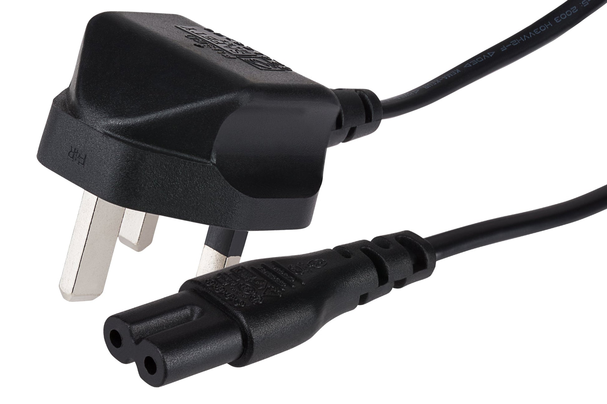 Maplin Power Lead IEC C7 Fig 8 2 Pin Plug to UK 3 Pin Mains Plug - 1m, 13 Amp Fuse - maplin.co.uk