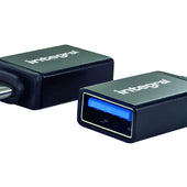 Maplin USB-C to USB-A 3.1 Gen 1 Female Adapter Twin Pack - Black, 14cm - maplin.co.uk