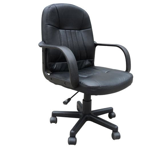 ProperAV Extra PU Leather Swivel Home Office Chair with Armrest - maplin.co.uk