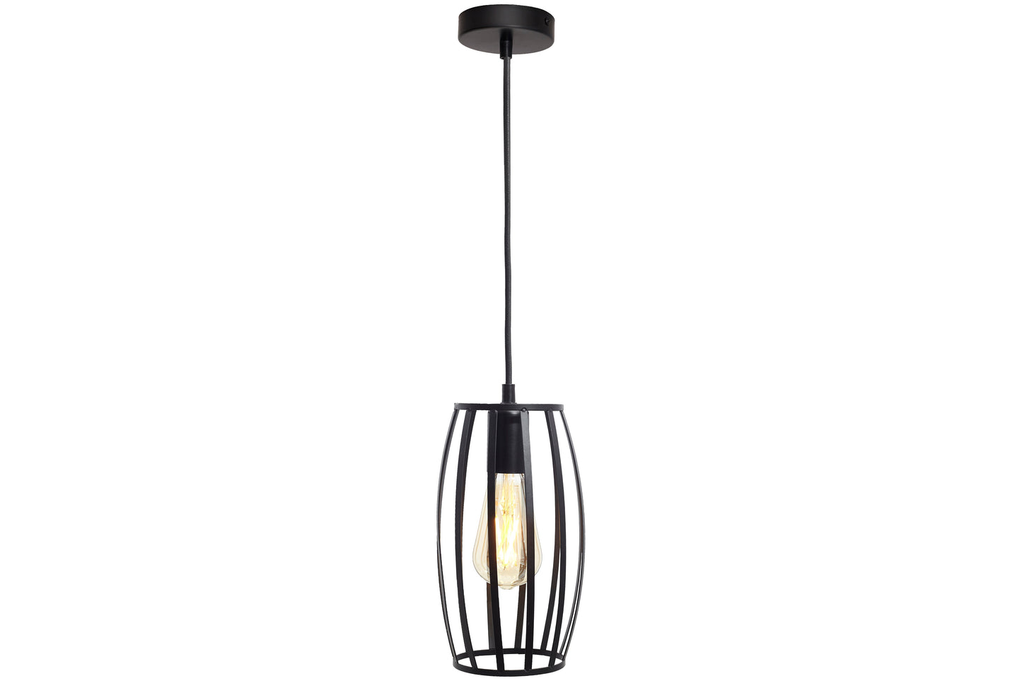 4lite Decorative Pear Cage Lighting Pendant for E27 Large Screw Fit Lamp (Bulb Not Included) - Matte Black - maplin.co.uk
