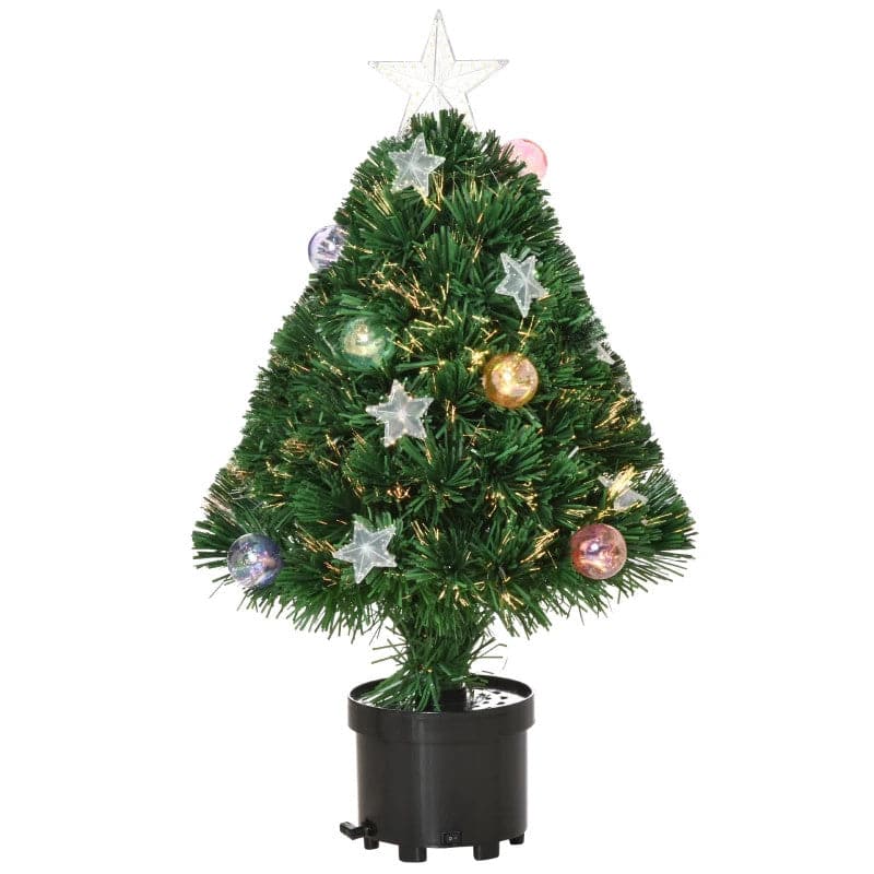 HOMCOM 2ft Pre-Lit Fibre Optic LED Tabletop Artificial Christmas Tree - maplin.co.uk