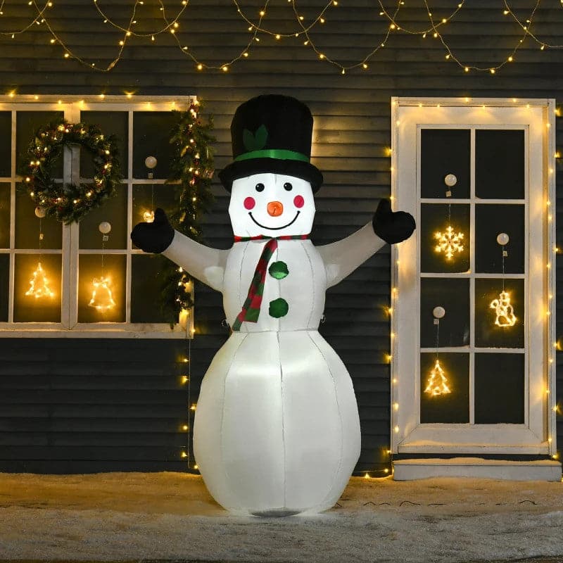 HOMCOM 1.8m Polyester LED Inflatable Snowman Outdoor Decoration - maplin.co.uk