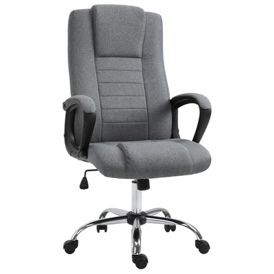 ProperAV Extra Linen Upholstered Tilting Home Office Chair Grey