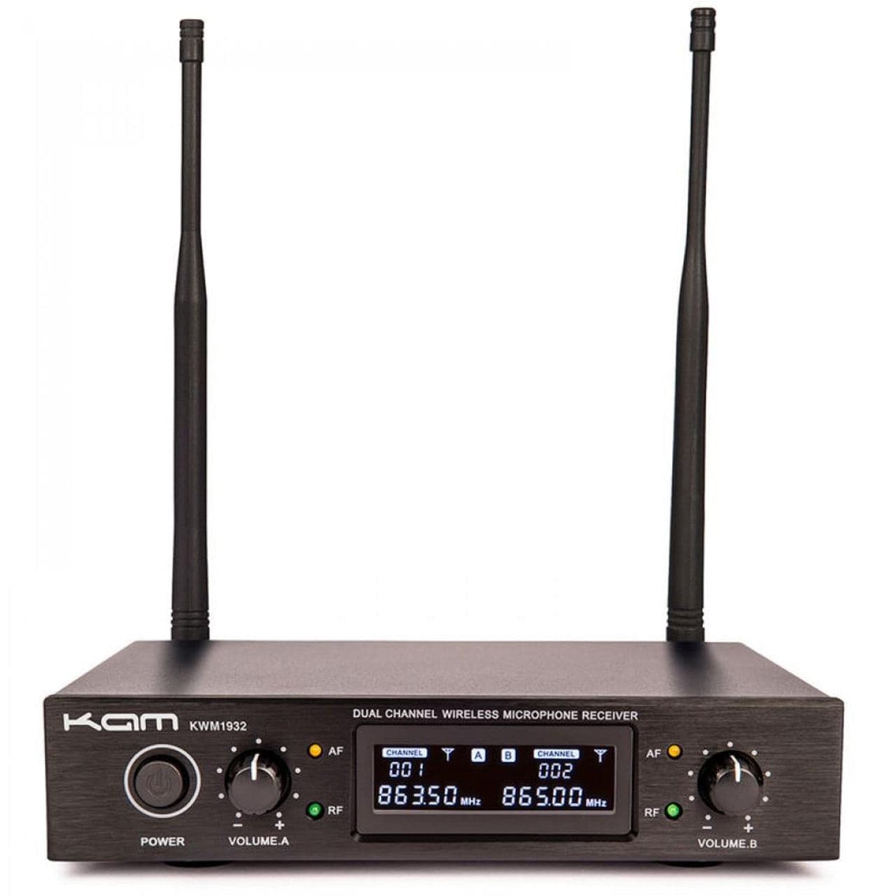 Kam UHF Fixed Twin Channel Professional Wireless Microphone System - maplin.co.uk