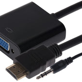 Nikkai HDMI Male to VGA Female / 3.5mm Audio Port Adapter - Black, 10cm - maplin.co.uk