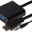 Nikkai HDMI Male to VGA Female / 3.5mm Audio Port Adapter - Black, 10cm - maplin.co.uk