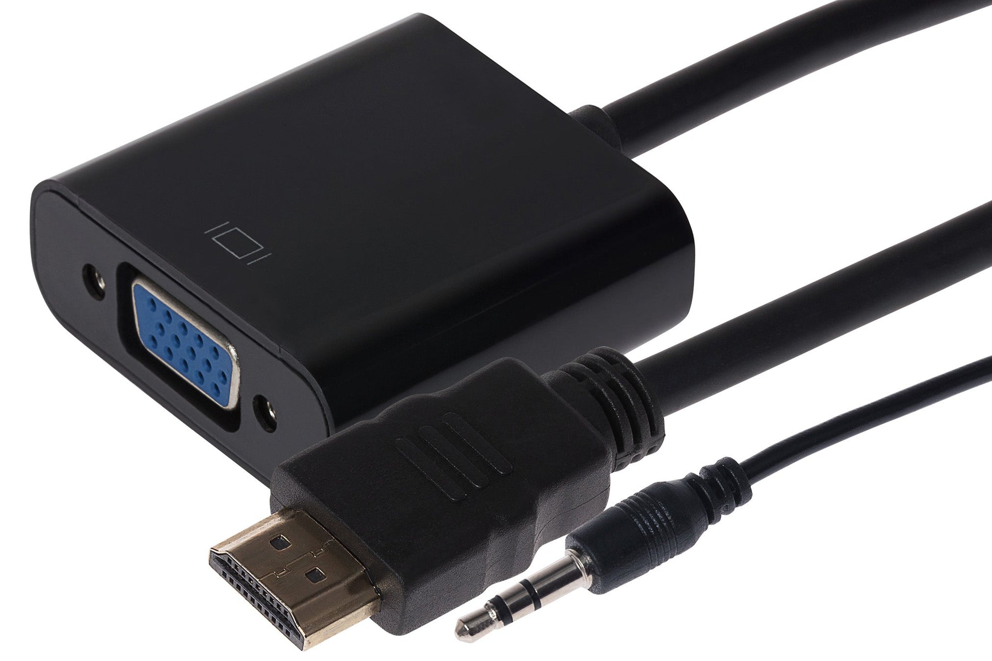 Nikkai HDMI to VGA / 3.5mm Jack Adapter - Black, Chargers & Adapters, Maplin
