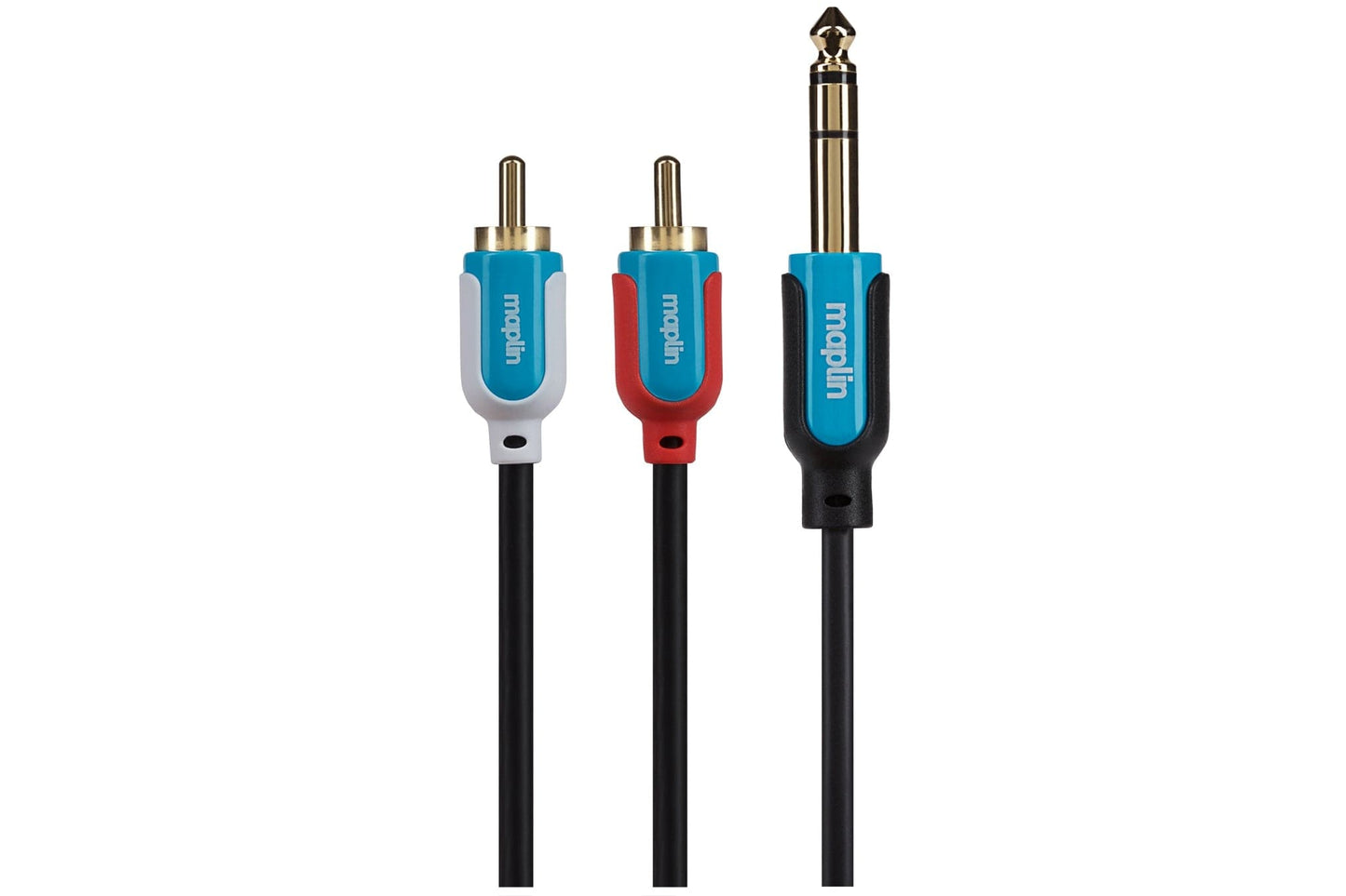 Maplin Premium 3 Pole 1/4" Jack to Twin RCA Phono 2 Pole Jack Cable - Black, 3m - maplin.co.uk