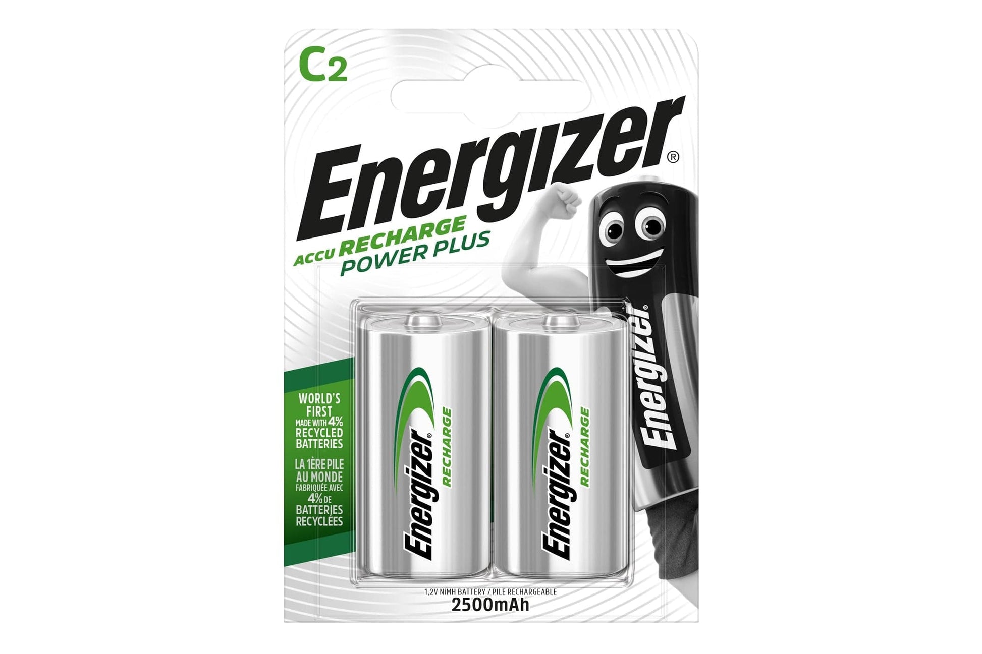 Energizer Recharge Power Plus 2500mAh Ni-MH C Size Rechargeable Batteries - Pack of 2
