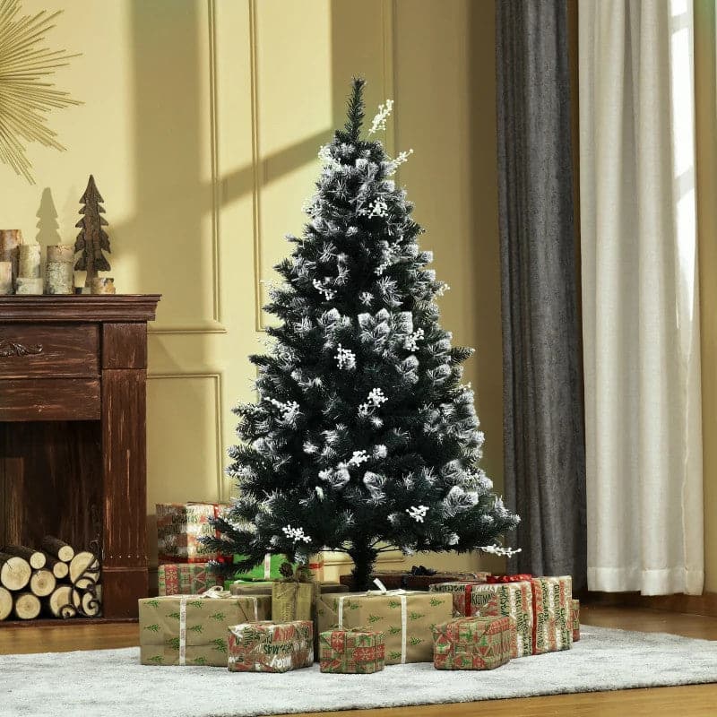 HOMCOM 5ft Snow-Dipped Artificial Christmas Tree with Star Topper - maplin.co.uk