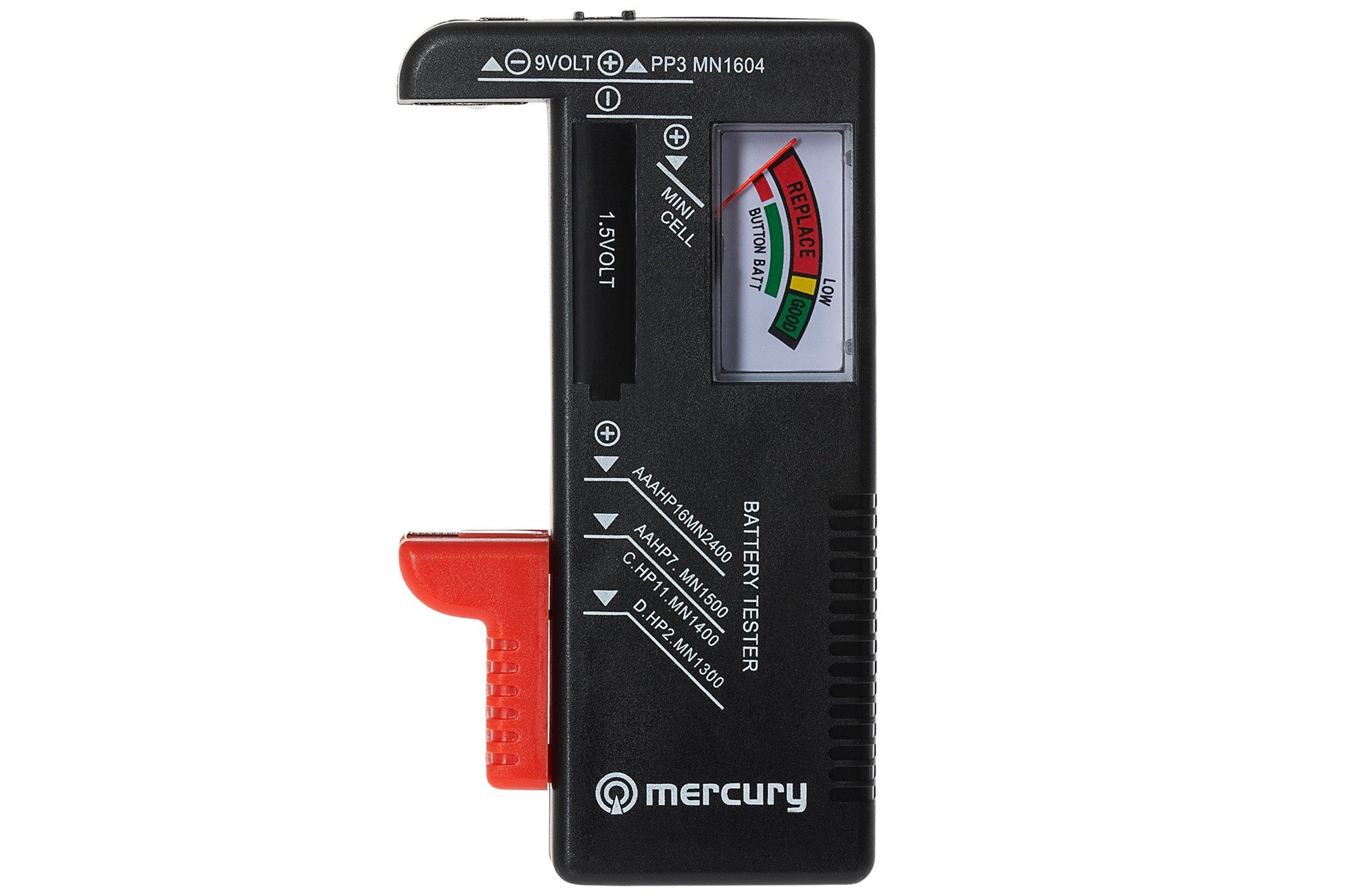 Maplin Mercury Universal Analogue Battery Tester for AA, AAA, C, D, 9V PP3 & Coin Button Cells - maplin.co.uk