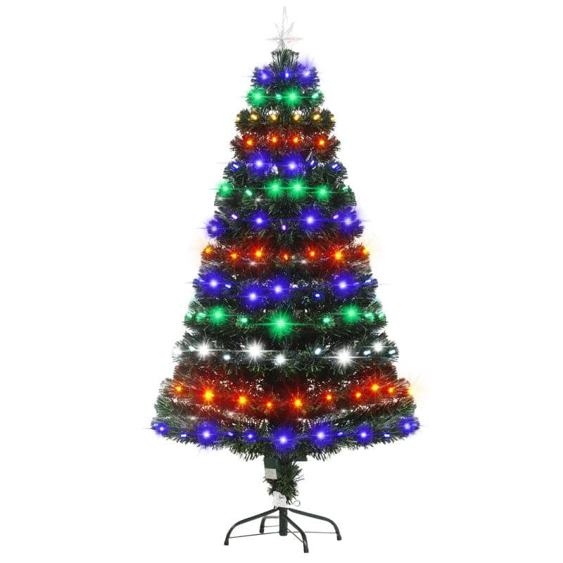 HOMCOM 5ft Pre-Lit Artificial Christmas Tree with Star Topper - maplin.co.uk