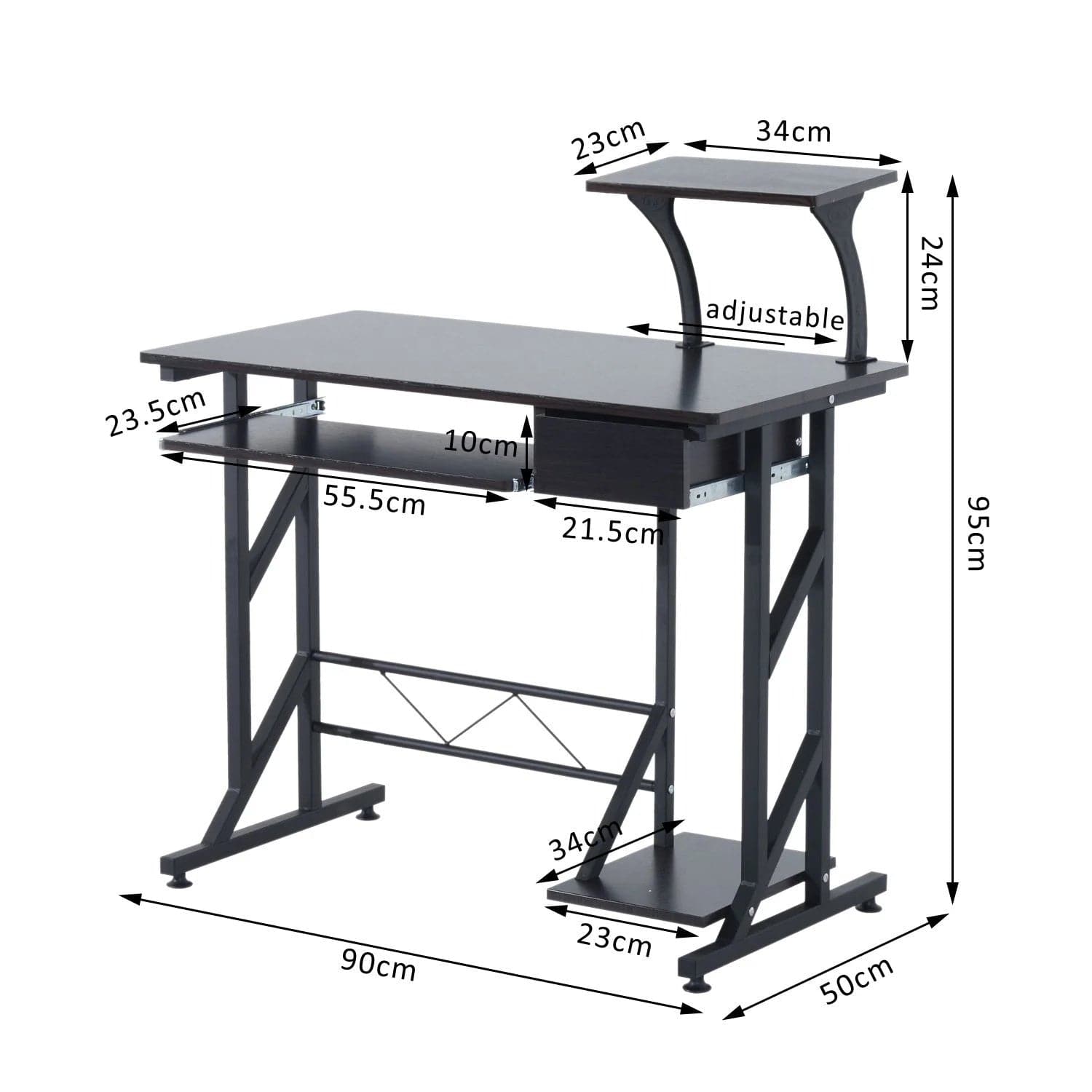 ProperAV Extra Computer Desk with Sliding Keyboard Tray - maplin.co.uk