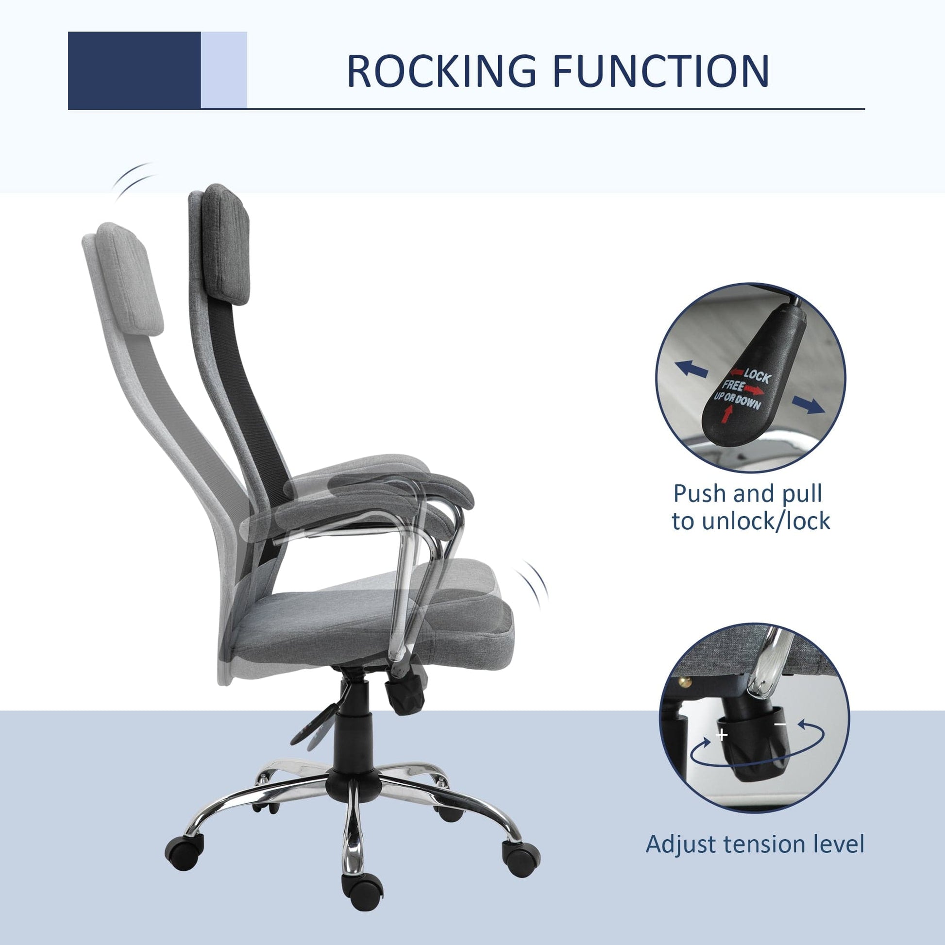 ProperAV Extra Linen-Feel Mesh Fabric High Back Swivel Office Chair - Grey - maplin.co.uk