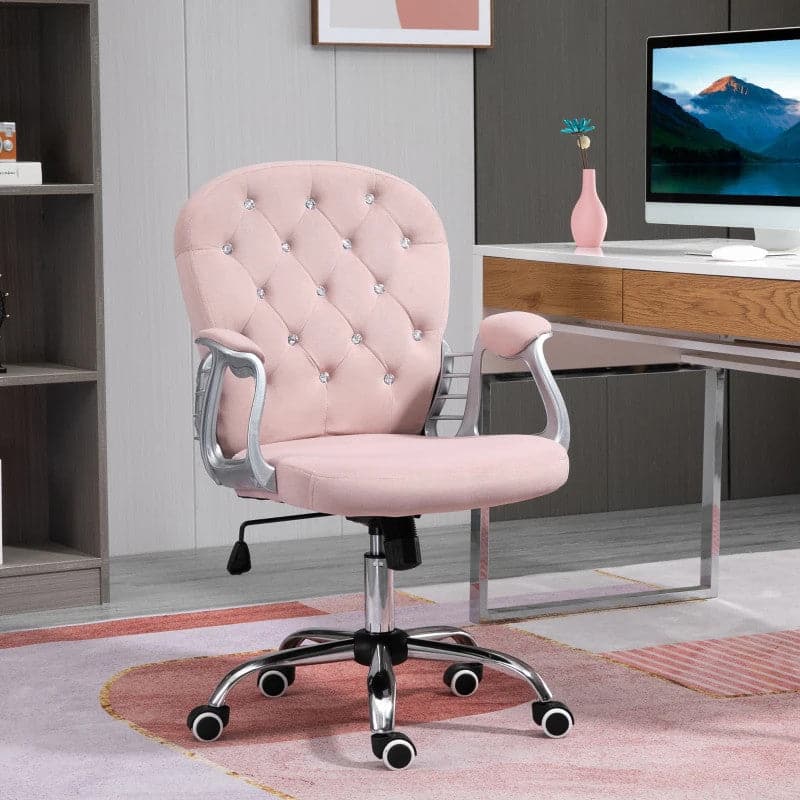 ProperAV Extra Ergonomic 360° Swivel Diamond Tufted Padded Base Office Chair with 5 Castor Wheels - maplin.co.uk