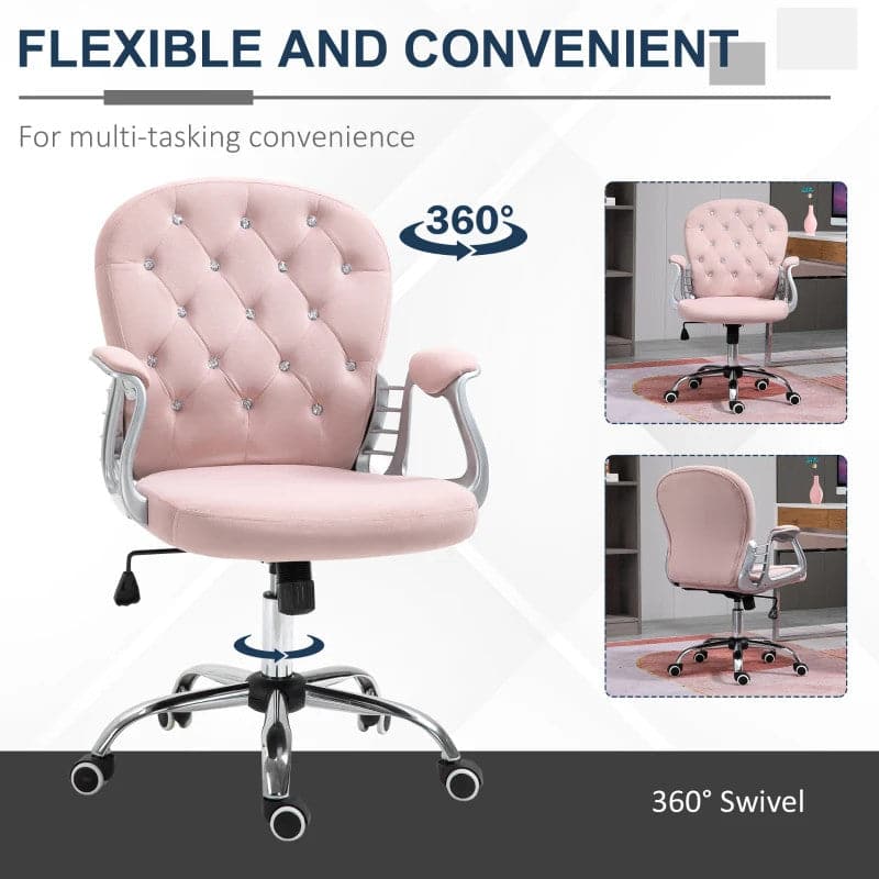 ProperAV Extra Ergonomic 360° Swivel Diamond Tufted Padded Base Office Chair with 5 Castor Wheels