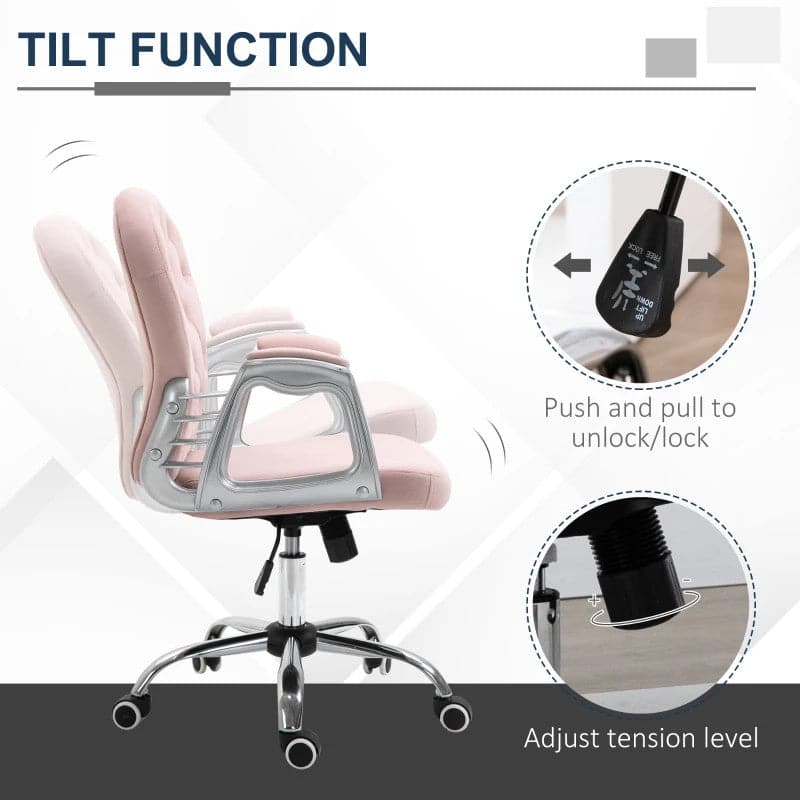 ProperAV Extra Ergonomic 360° Swivel Diamond Tufted Padded Base Office Chair with 5 Castor Wheels - maplin.co.uk